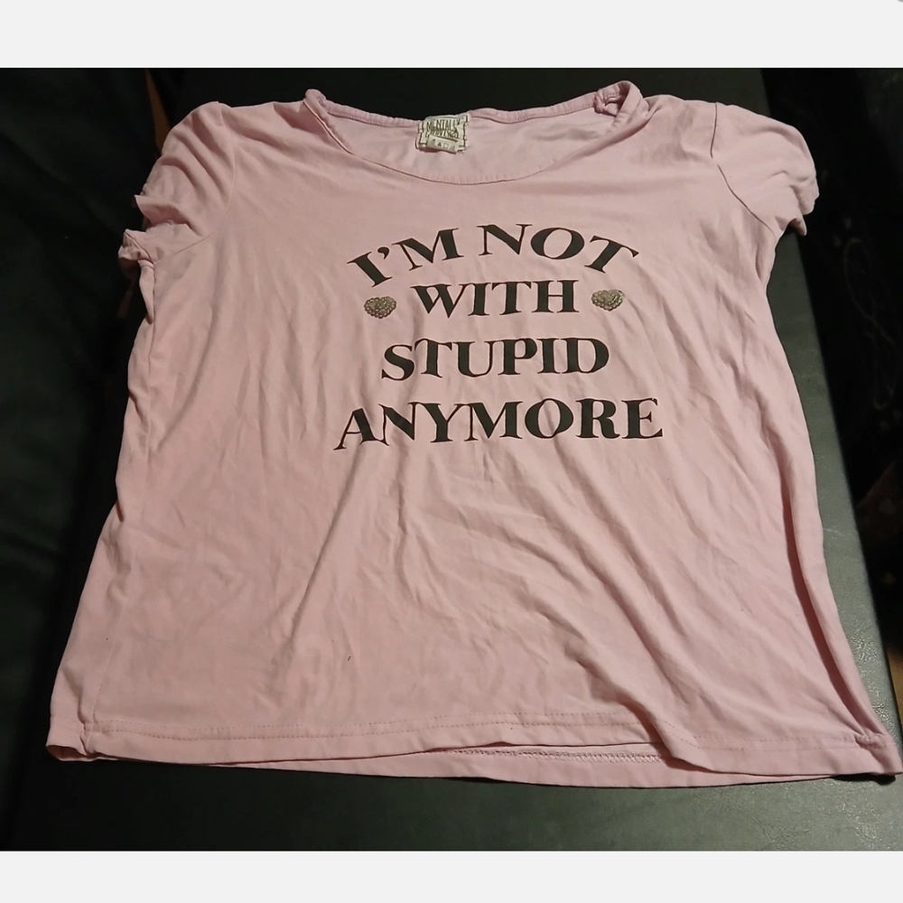 Mentally Exhausted Pink Women Size Large Short Sleeve T Shirt
